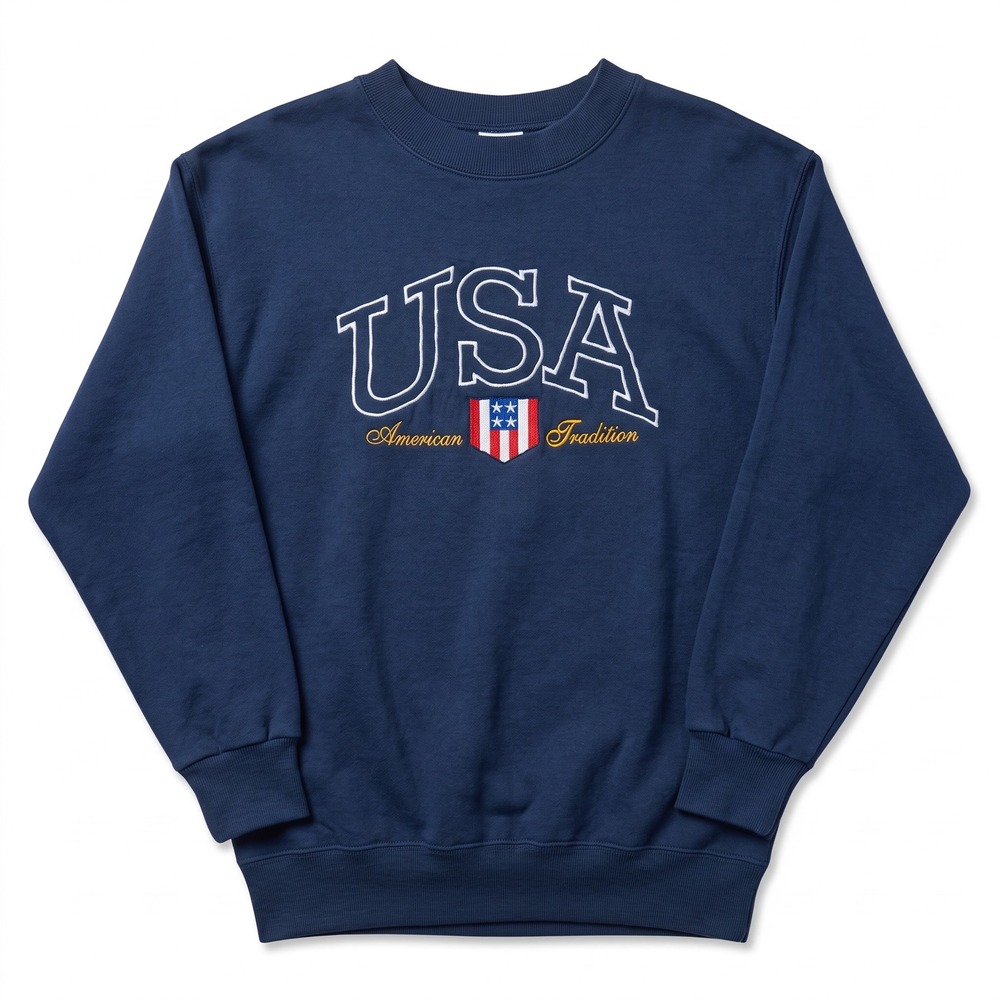 B-Wear Sweatshirt Mens Large Navy Blue Excellent USA American Tradition Graphic